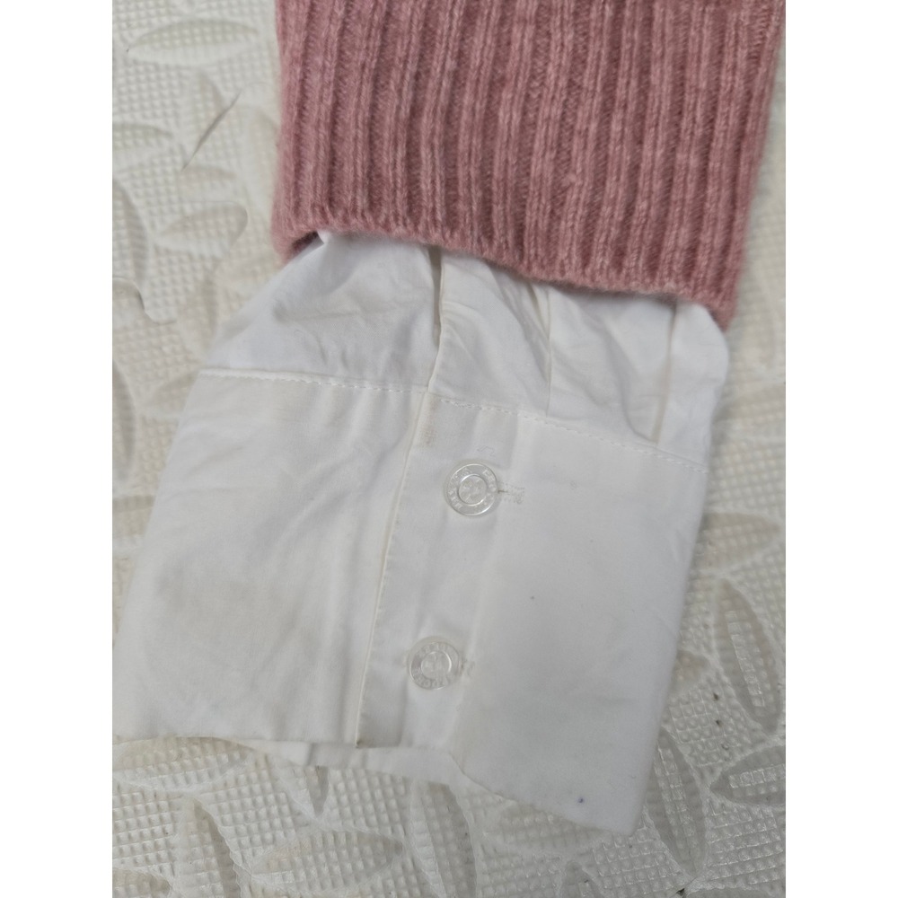 Brochu Walker Pink Wool Cashmere Layered Look Sweater Womens Medium Quiet Luxury - Picture 7 of 14